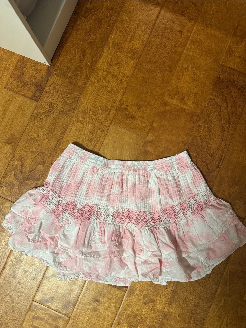 LoveShackFancy Rilo Skirt in Pink Party Hand Dye